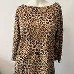 Charter Club  3/4 sleeve supima cotton boat neck animal print pullover top M Photo 0