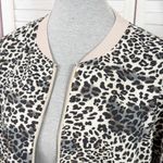 Kori  Leopard Print Lightweight Zip Up Bomber Track Jacket Tan Black Medium Photo 4