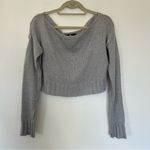 Missguided  Brushed Off The Shoulder Jumper Sweater in Gray Photo 1