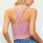 Skies Are Blue  NEW The Harper Vest MEDIUM Pink Tweed Vest Criss Cross Back Vneck Photo 2