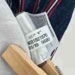 American Eagle Denim Mini Skirt High Rise Sz 0 Reg Blue Stripe Raw Hem Stretch Photo 6