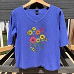 Sabaku Artwear Sunflower Butterfly Short Sleeve Blue Purple V Photo 0