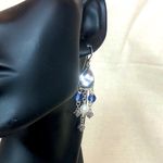 MICHAEL DAWKINS Starry Night Blue Topaz Cultured Pearl Sterling Silver Earrings Photo 2