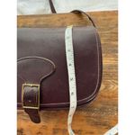 Leather Crossbody Bag Purse Vintage Style Buckle Flap Maroon Burgundy Red Photo 2