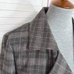 Jennifer Lopez Plaid Double Breasted Lightweight Trench Coat Grey Large Photo 8