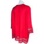 Blair  Red Women's Blouse Large Lace Pleated Button-Front NWOT Boho Photo 1