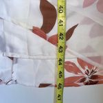 Leith White & Pink Hibiscus Floral Print Ruched Front Midi Dress Photo 8