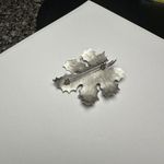 Vintage Giovanni Textured Leaf Silver Tone Signed Brooch Pin Fall / Autumn Photo 4