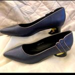 New , Lavishly Paris Buenos Aires Navy Iridescent Pointed Toe Heels Blue Size 7.5 Photo 1