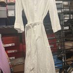 Chico's White Long Sleeve Notched Collar Shirt Dress Photo 0