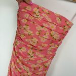 Moschino Floral Daisy Print Strapless Dress Sz 8 Pink Ruched Bodycon Photo 3