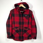 Pendleton  Alta Plaid Hooded Wool Blend Coat Womens Small‎ Petite Zip Snap Pocket Photo 2