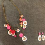 Set pink/white chunky necklace & earrings Pink Photo 0