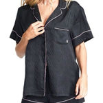 Victoria's Secret  Black Pajama Set with Pink Trim Photo 0