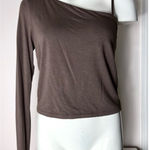 Mixed Threads LA Brown One Shoulder Asymmetrical Long Sleeve Crop Top Size XL Photo 0
