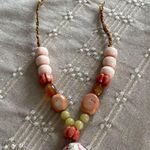 beautiful pink coral necklace jaspe heart of stone necklace Photo 3