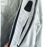 Castle Streetwear White Gray Full Zip Lined Mock Neck Motorcycle Jacket Size 10 Photo 7