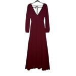 Lulus NWT  Love You So Long Sleeve Openback Maxi Dress VNeck SideSlit S Burgundy Photo 5