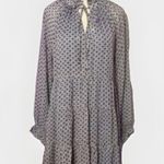 Karlie  Tiered Mini Dress Long Sleeve Ruffle Neck Geometric Print Large Photo 0