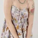 American Eagle  Smocked Floral Spaghetti Strap Tiered Babydoll Top size xsmall Photo 0