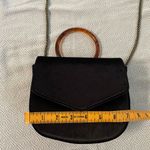 Anthropologie Anthropology Black Velvet Purse with Circle Faux Tortoise Handle/Shoulder Chain Photo 7