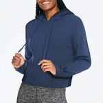 PINK - Victoria's Secret PINK Victoria’s Secret Knit Ribbed Hooded Sweater Blue Women’s Size Large Photo 0