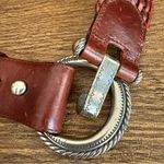 Vintage‎ 1995 Woven Braided Leather Belt Crescent Buckle Equestrian Western M Brown Photo 3