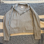 Aerie Grey Waffle Knit Quarter-Zip Pullover Photo 0