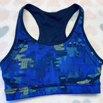 Athleta Double Dare Camo Sports Bra Size Small Blue Multicolor Photo 0