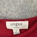 Umgee Asymmetric Hem Long Sleeve Tunic Top Women's Small Red Crossover Neck Photo 2