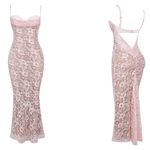 House Of CB NWOT Azzurra Rose Pink Lace Godet Gown Sz S Photo 3