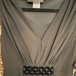 Nina 🍁VTG Black V-Neck Embellished Knee-Length Dress Photo 3