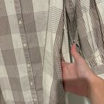 A New Day Long Sleeve High Cuff puff sleeve plaid Shirtdress brown white Small Photo 4