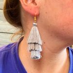 Gray Fringe Boho Earrings Photo 0