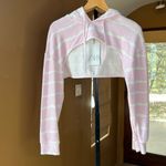 ZARA  TERRYCLOTH ARM WARMER SWEATSHIRT Pink White Stripe Size Medium NEW! Photo 5