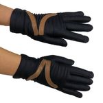 Sheer Energy 1990s Vintage Black & Brown Leather Riding Gloves Women's Retro Blue Photo 3