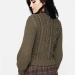 Disturbia Nerthus Pom Pom Cable Knit Cardigan Sz XL in Green Chunky Photo 2