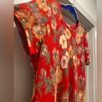 VTG '80s '90s Fairycore Jeffrey & Dara Red Floral Short Sleeve Midi Dress Size 14 Photo 2