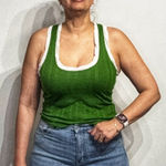 Pilcro  Green Ribbed Racerback Tank Top Sz S Photo 0