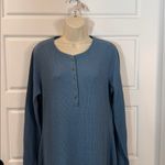 Peruvian Connection  Waffle Henley Maxi Dress Steel Blue Casual Size Large Photo 2