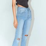 Princess Polly *straight jeans HAYDEN KNEE RIP JEANS LIGHT WASH DENIM size 4nwot Photo 4