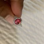 Australian Crystal Oval Stone Ring Dipped In White Gold... Pink Photo 0