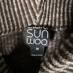 Clara Sun Woo Sweater Womens Medium Turtleneck Ribbed Stretch Pullover USA Made Brown Photo 4