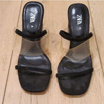 ZARA Black Clear Strap Heel Sandals Size 6 Photo 1