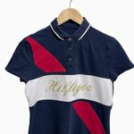 Tommy Hilfiger colorblock polo shirt navy red white women's medium Photo 0