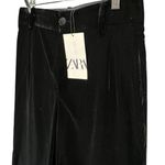 ZARA Velvet Pants Womens S Black Straight Leg Luxurious Soft Trouser Retro Chic Photo 1