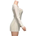 With Jean WITH JÉAN Al Long Sleeve Corset Mesh Mini Dress, White, Medium Photo 6