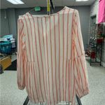 Kori  Pink and White 3/4 Sleeve Notched Collar Blouse Photo 1