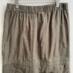CHESLEY Khaki Olive Green Linen Strapless Button Up Waist Tie Romper Shorts Photo 5