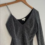 Love j Sparkly Silver Black Bodysuit Rhinestone Strap Long Sleeve Glam Going Out NYE Photo 1